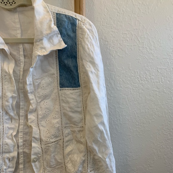 Hand-Reworked Linen Button-Up Womens - Picture 3 of 5